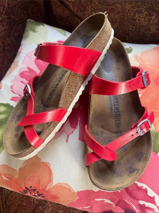 Birkenstock Shoes - Birkenstock Mayari sandals Birko-Flor poppy red shiny normal W women’s 9 9.5 40